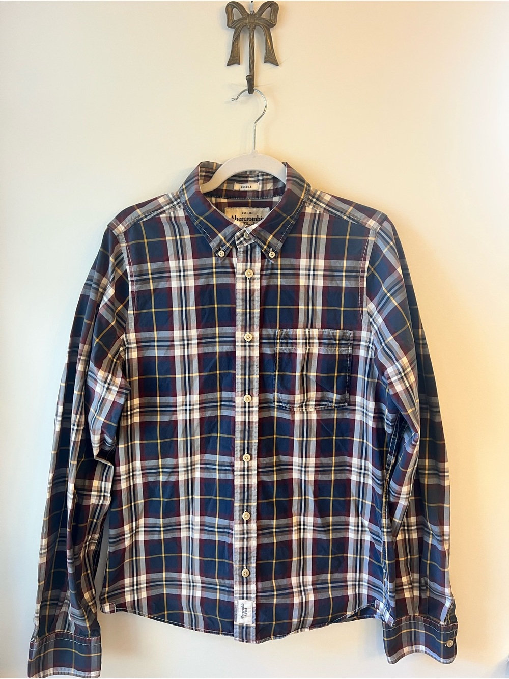 Y2K Abercrombie & Fitch 100% Cotton Muscle Plaid Button Down Shirt Men’s XL